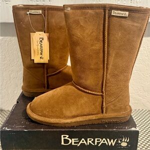NEW BEARPAW Emma Tall Boots Women’s 6.5 Suede Wool Sheepskin Hickory